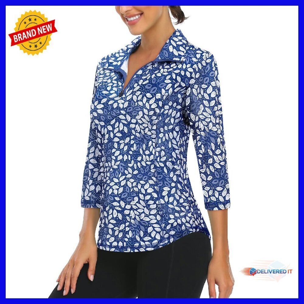 Women's 3/4 Sleeve 1/4 Zip Pullover Quick-Dry UPF 50+ Athletic Top